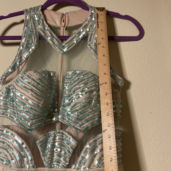 New Mignon Evening dress Sequined Tulle Aqua Blue  $499 - Picture 10 of 12